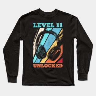 11th Birthday Video Gamer Level 11 Unlocked Long Sleeve T-Shirt